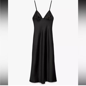 Zara Black Satin Slip Dress